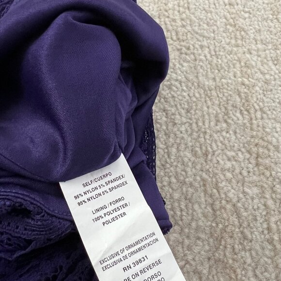 My Michelle Stretch Lace Asymmetric Cocktail Mini Dress L - Picture 8 of 9